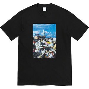 23ss Camisetas de basura para hombres Caja clásica Estatua de la libertad Basura Camiseta de manga corta estampada de verano