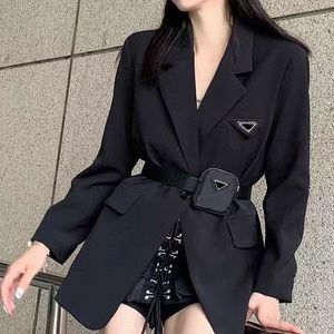 23SS femmes veste blazers occasionnels Style avec ceinture Corset dame mince mode vestes poche vêtements d'extérieur manteaux chauds s-lwindbreaker