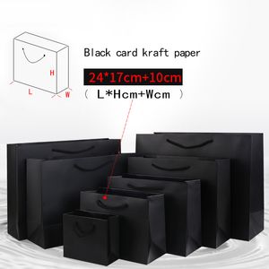 24*17cm + 10cm carte noire papier Kraft portable épaissir vêtements personnalisés cadeau Shopping emballage publicité ﾠ emballage sac debout