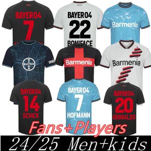 24 25 Bayer 04 Leverkusen Soccer Jerseys 2023 2024 2025 Home Away Third Demirbay Wirtz Bakker Bailey Home Ch aranguiz Paulo Schick Fans Players Kits de chemise de football