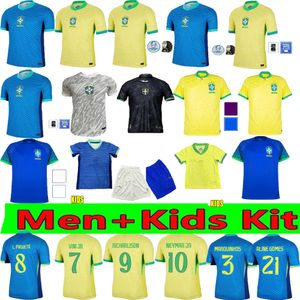 24/25 Jerseys de soccer à chaud des Brésils L.Paqueta Neymar Vini Jr.23 P.Coutinho Richarlison Football Shirt G.Jesus T.Silva Bruno G. Pele Casemiro Men Kids sets Jersey