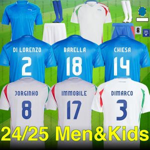 24 25 Italia Soccer Jerseys Italian 2024 Europue National Team Baggio Italia Jersey Verratti Chiesa Vintage Jorginho Camisa de fútbol Barella Maldini Kits Kits