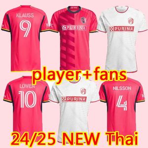 24 25 Jerseys de fútbol St. L Ouis City New Mlses Home Away St '' Red 'SC White Nilsson 4 Klauss 9 Nelson Gioacchini Vassilev Bell Pidro Football Shirt Men Fan