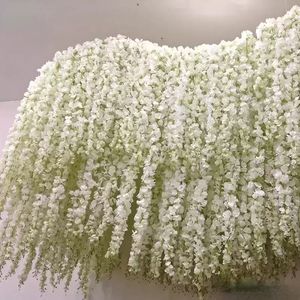 24 Couleurs 34CM Élégant Fleur Artificielle Partie Wisteria Fleurs Vigne Maison Jardin Tenture DIY Rotin Pièce Maîtresse De Noël Décoration De Mariage Toile De Fond 0926