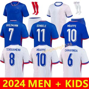 2024 Euro Cup French Home Away Jersey Mbappe Fútbol Jerseys Dembele Coman Saliba Kante Maillot de Foot Equipe Maillots Griezmann 24/25 Hombres Kits Football Shirt Kits