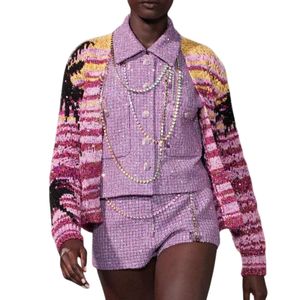 24 FW Femmes pulls tricots Tops Tops Multicolor Cardigan Brand Designer Crop-top Shirt High End Elasticity Letter