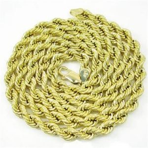 Collar de cadena de hip hop con cuerda de oro amarillo de 10 quilates para hombre y mujer, 24 pulgadas, 5 mm, 9 gramos, 2871