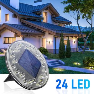 24 LED Solar Ground Light Control de luz exterior Impermeable RGB Garden Country House Patio Césped Lámpara de decoración Luces de paisaje