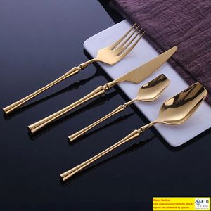 Vajilla de acero inoxidable de 24 Uds., juego de cubiertos dorados, cuchillo, cuchara y tenedor, vajilla, cubiertos de comida coreana, cocina