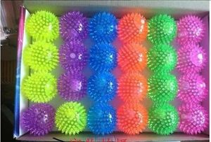 24 PcsBox Kids Glowing Ball Toy LED Light Up Flashing Soft Prickly Massage Ball Elasticity Fun Children Squeeze Anti Stress ZZ