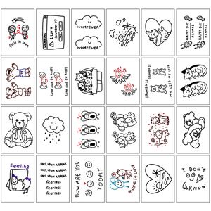 24 petits autocollants de tatouage frais durables Corée Harajuku fleurs de tatouage dessin animé étoiles autocollants de tatouage sexy autocollants de tatouage temporaires