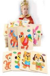 24 stylesToddler jouet enfants mignon animaux puzzles en bois 1515 cm bébé nourrissons coloré bois puzzle intelligence jouets animaux véhicules 9087373