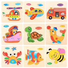 24 stylesToddler jouet enfants mignon animaux puzzles en bois 15 * 15 cm bébé nourrissons coloré bois puzzle intelligence jouets animaux véhicules pour 1-6T