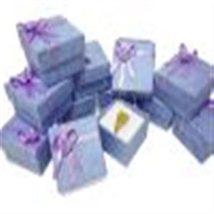 Caja de regalo de papel para joyería, 24 unidades, color morado, Ring210n