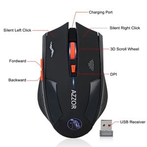 Souris de jeu 2400DPI, sans fil, Rechargeable, boutons silencieux, batterie au Lithium intégrée, moteur optique 2.4G