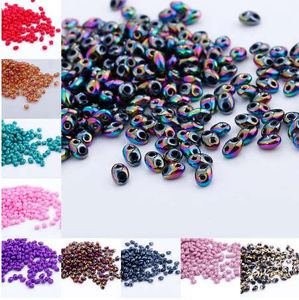 240pcs 5x2.5mm Czech Glass Seed Beads Two Hole beads For DIY jewelry making U PICK Color