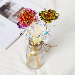 Regalos creativos de rosas chapadas en oro de 24 quilates que duran para siempre rosas para la boda de los amantes regalos del día de Navidad decoración del hogar w-00481