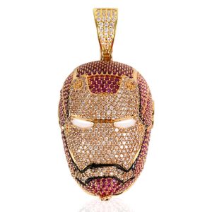 24K chapado en oro Iced Out Big Iron Men COLLAR COLGANTE Micro pavimentado Cubic Zircon Charm Bling Bling Hip Hop Jewelry