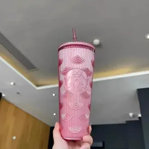 Tazas de Starbucks de 24 oz con iridiscente Bling Rainbow Unicornio Sirena Diosa Tachonada Taza fría Taza de café con paja Reutilizable 1212 La mejor calidad