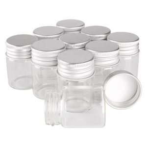 24 Stück 15 ml, Größe 30 x 40 mm, transparentes Glas, Parfüm-Gewürzflaschen, winzige Gläser, Fläschchen mit silbernem Schraubverschluss, DIY-Handwerk