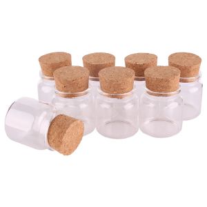 24pcs 47 * 50 * 33 mm 50ml Mini verre à bouteilles souhaitant minuscules flacons de pots avec bouchon de liège ll