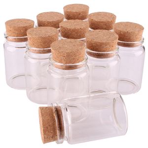 24pcs 47 * 70 * 33mm 80ml Mini Verre Souhaitant Bouteilles Minuscules Bocaux Flacons Avec Cadeau De Mariage Bouchon De Liège