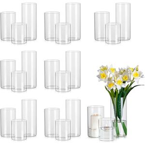 24 pièces Vases en verre pour centres de table Vase en vrac bougeoirs ouragan pour bougies pilier Table de mariage Vases cylindriques transparents ensemble 240228
