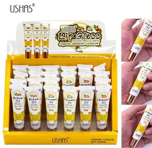 24 pcs lot argan huile de brillant à lèvres Set Natural Hydrating Coconut Lip gloss maquillage nourrissant le rouge à lèvres liquide Kit cosmétique 281V5617029