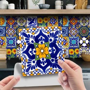 24pcs Retro Modèle Tiles Autocollant Sticker Selfadhesive Transfers Covers for Kitchen Bathroom Tables Floor Hardwaring Art Wall Decals 240415