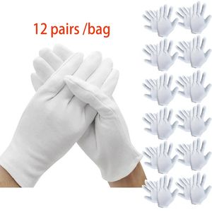24 pièces / 12 paires assurance-main-d'œuvre blanche tissu de coton étiquette mince étiquette wenwan gants d'inspection de qualité 231222