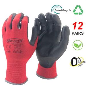 24 piezas 12 pares guantes de protección de trabajo profesional hombres construcción mujeres jardín rojo nailon correr guante 211229254E