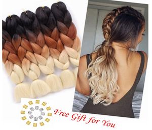 24quot 1pcsPack 100gpc Afro Synthétique Jumbo Tresses Ombre Kanekalon Fiber Extension de Cheveux pour Tressage Coiffures BlackBrown69933460