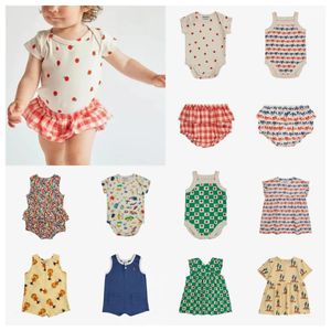 24SS BC Baby Baby Girl Behing Clothing Lindo estampado de estampados y disfraz de vestido 240408