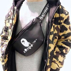 24SS Designer Ape Bag Japonais Divers Annexe b * Ap Ape Head Black Pu Leather Waistpack Couleur originale Sac auto-scellant Emballage Shark