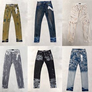 24SS Mode Hommes Splash-Ink Denim Pantalon avec des trous déchirés Bandanna Casual Vintage Washed Styles de peinture Jeans Pantalons Bas Nouvelles couleurs 0131