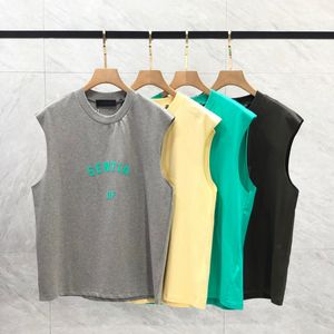 24SS USA 3D Silicone Logo T-shirt High Street Tee Sans manches Spring Summer Plus taille Skateboard Vest Men Tshirt