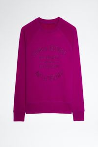 24SS Zadig Voltaire Nouvelle Tendance Designer Sweat Slim Lettre Broderie Vintage Imprimer Col Rond Coton Violet Clair Femmes Lâche Pull À Capuche Pull Tops zv