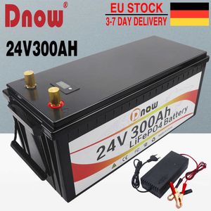 24V 300Ah 200Ah LiFePO4 batterie intégrée BMS 6000 Cycles cellule Lithium fer Phosphate pour RV campeurs chariot de Golf solaire avec chargeur