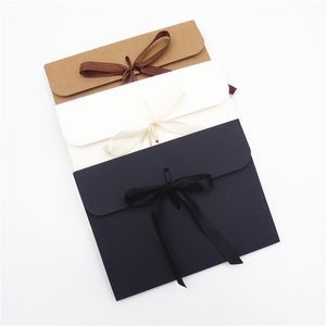 24x18x0.7 cm noir/blanc Kraft papier enveloppe cadeau boîte papier poche sac foulard mouchoir soie écharpe boîtes d'emballage