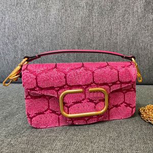 Bolso cruzado con cuentas bordadas Bolso de mano de diseñador Bolso de lujo para mujer Bolsos de hombro Hebilla magnética de metal Monedero con solapa Carteras de cuero de vaca caras de calidad superior