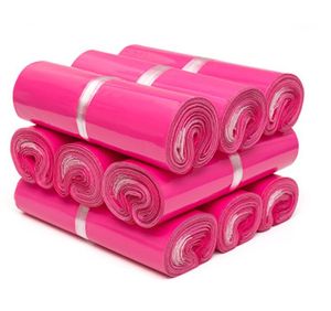 25 * 35cm (20 * 30 + 5cm) Sac de courrier rose vif Matériel d'emballage multifonctionnel Sacs d'expédition Sac postal auto-scellant Sacs d'enveloppe en plastique poly