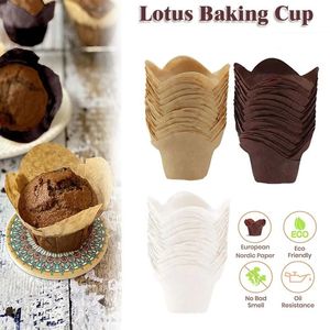 250 pièces de mariage Lotus forme Cupcake papier tasse Muffin cuisson tasse plateau étui saint valentin gâteau papier tasses Pirottini par Muffin