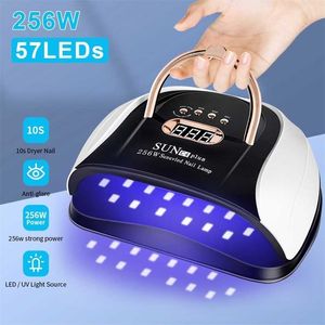 256W LED Sèche-Ongles Lampe Pour Sécher s 4 Minuteries 57 Lampes UV Durcissant Tous Les Gels Polonais Manucure Automatique Capteur Équipement 220111