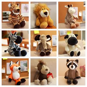 25 cm Forêt Animal En Peluche Jouet Lion Éléphant Tigre Singe Cerf En Peluche Poupée Enfants Rag Poupées D20