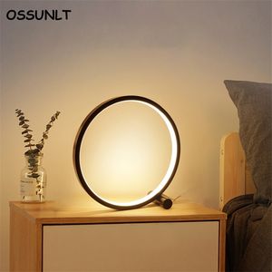 25CM LED Table Bedroom Circular Desk s For Living Room Bedside Lamp Touch lampe de chevet Round Night Light Decoration 220727