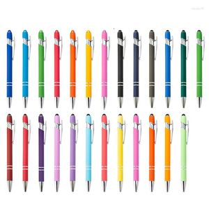 25 pièces stylo à bille avec stylet métal capacitif poignée en caoutchouc souple adapté à la plupart des appareils à écran tactile