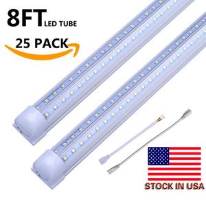 Livraison gratuite Tubes LED lumières 25 pièces 2 pieds 3 pieds 4 pieds 5 pieds 6 pieds 8 pieds T8 luminaire fluorescent à fil direct lampe intégrée en forme de V Double ligne SMD lumens élevés en Stock US