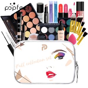 25 pièces en 1 fond de teint ensemble de maquillage Palette de fard à paupières surligneur bronzant correcteur Eyeliner pinceaux Kit de rouge à lèvres KIT003C