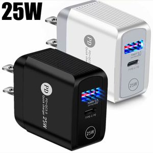 25W 20W 18W Chargers rapides rapides USB C Double ports PD Chargeur mural Type C Adaptateurs Purgs Power pour iPhone 12 13 14 15 Pro Max Samsung HTC