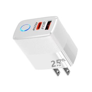 25W USB C Charger Quick Charge QC 5.0 Fast Charging PD Type C Charger Adapter For iPhone Xiaomi Samsung Huawei Mobile Phone UK US EU Plug